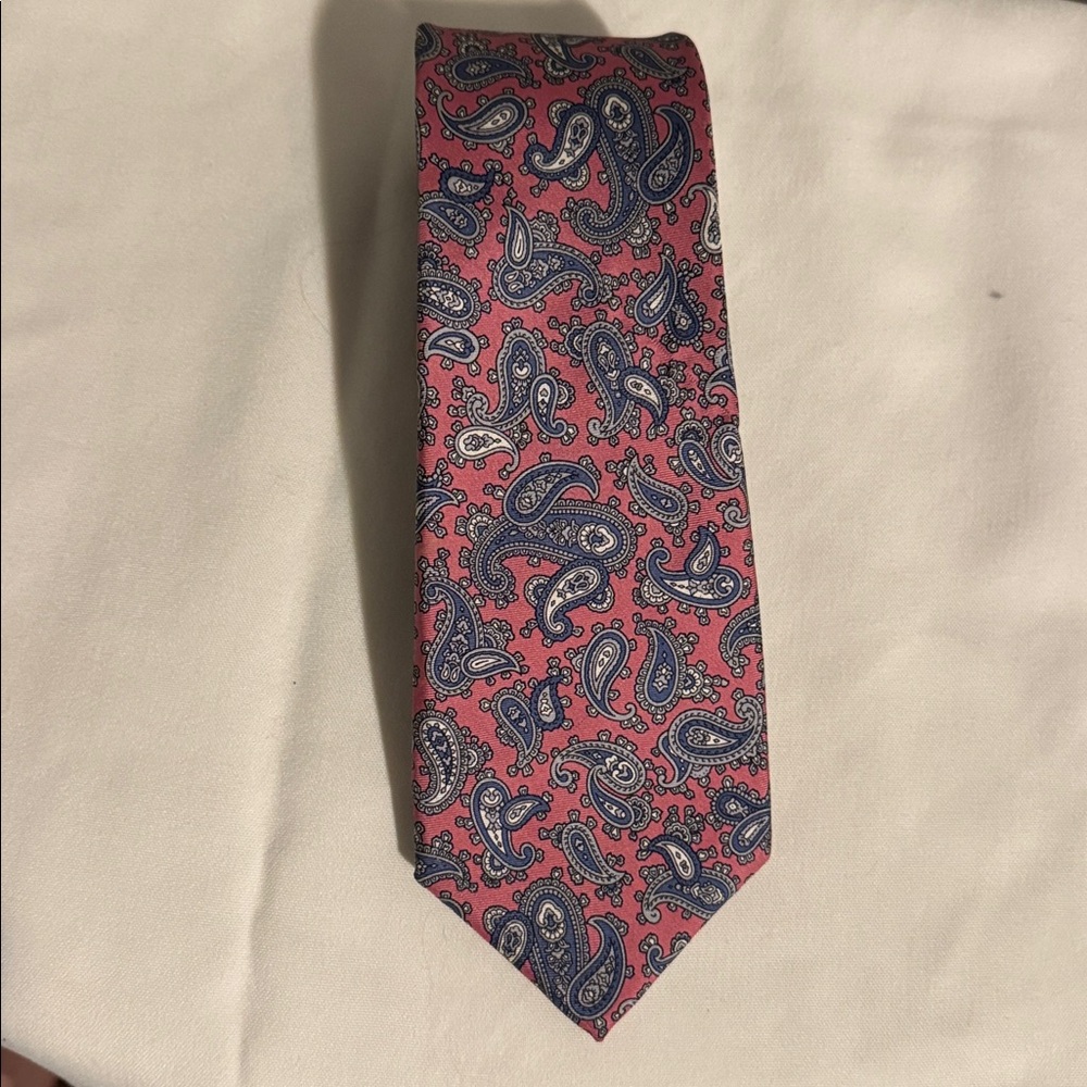 Dior Silk Tie in Pink and Blue Paisley